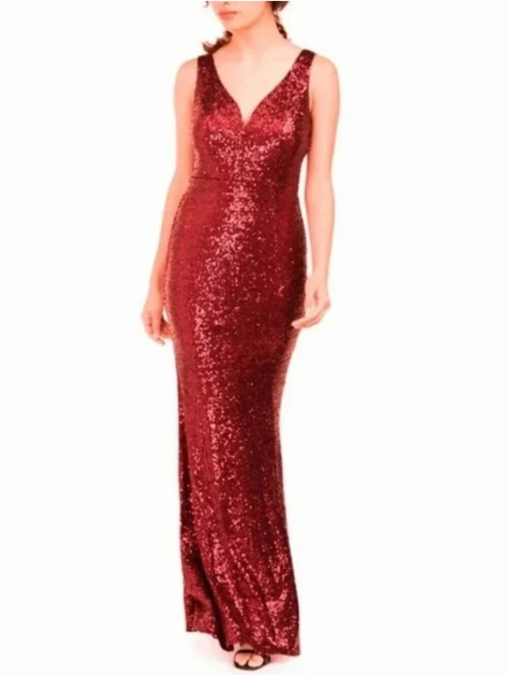 Crystal Doll Sequined Red Formal Maxi-dress